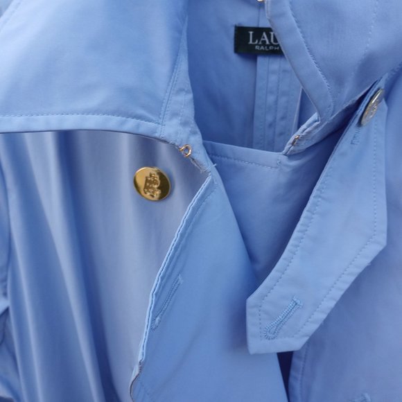 Lauren Ralph Lauren Fatyela Light Blue Polyester Trench Coat 14 - Picture 3 of 9